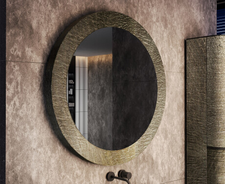 Round mirror in a stone frame L294 #4