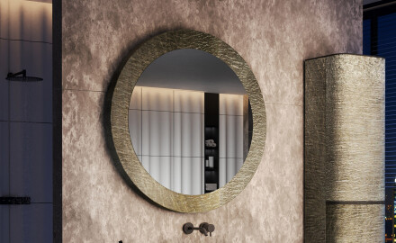 Round mirror in a stone frame L294