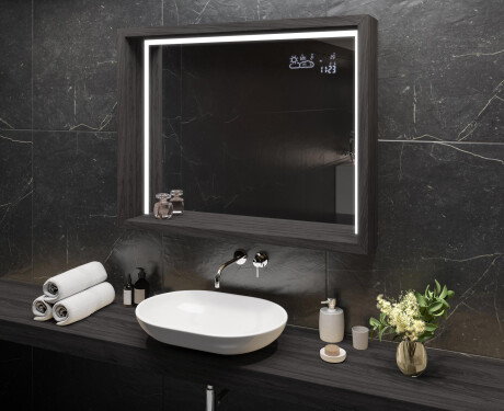 Bathroom Mirror With LED Light WoodenFrame #11