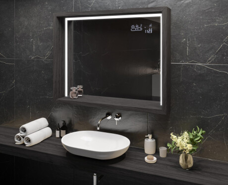 Bathroom Mirror With LED Light WoodenFrame #10