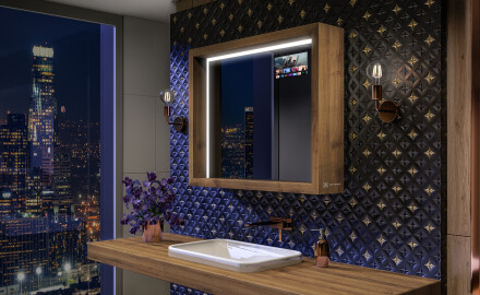 Bathroom Mirror With LED Light WoodenFrame