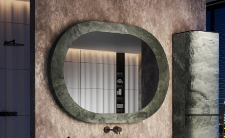 Bathroom mirror with a stone laminate finish L295