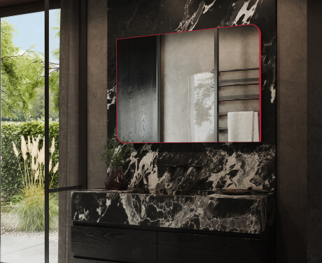 Rounded wall framed hanging mirror L201