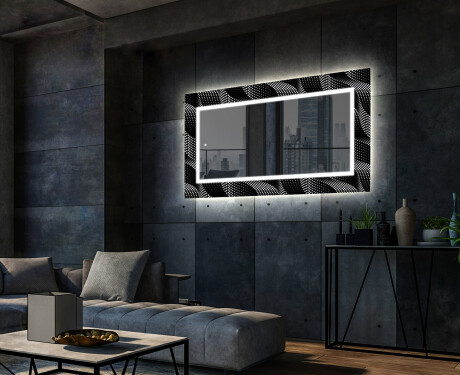 Backlit Decorative Mirror For The Living Room - Dark Wave #2