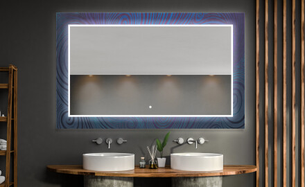 Backlit Decorative Mirror For The Bathroom - Blue Drawing