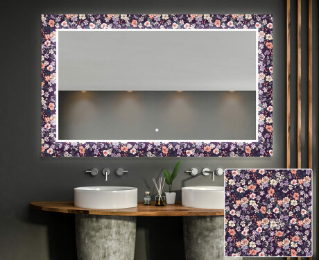 Backlit Decorative Mirror For The Bathroom - Elegant Flowers