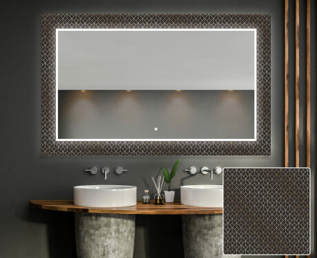 Backlit Decorative Mirror For The Bathroom - Golden Lines #1