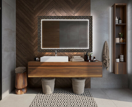 Backlit Decorative Mirror For The Bathroom - Golden Lines #12