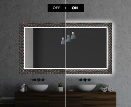 Backlit Decorative Mirror For The Bathroom - Golden Lines #7