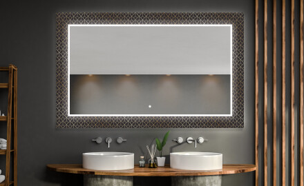 Backlit Decorative Mirror For The Bathroom - Golden Lines