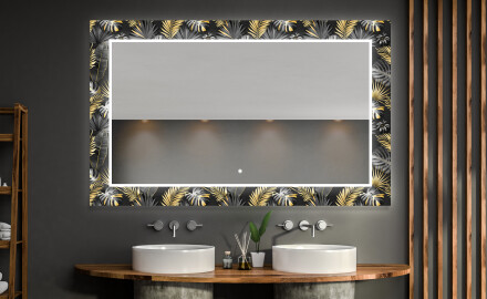 Backlit Decorative Mirror For The Bathroom - Goldy Palm