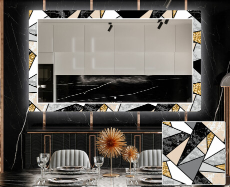Backlit Decorative Mirror For The Dining Room - Marble Pattern #1