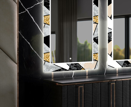 Backlit Decorative Mirror For The Dining Room - Marble Pattern #11