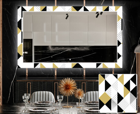 Backlit Decorative Mirror For The Dining Room - Geometric Patterns #1