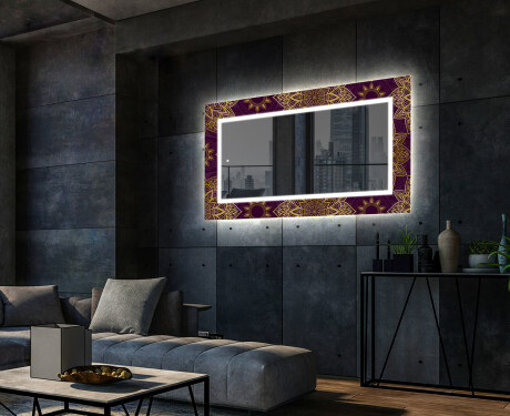 Backlit Decorative Mirror For The Living Room - Gold Mandala #2