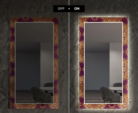 Backlit Decorative Mirror For The Living Room - Gold Mandala #7