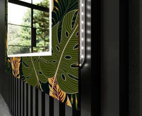 Backlit Decorative Mirror For The Hallway - Botanical Flowers #11