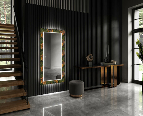 Backlit Decorative Mirror For The Hallway - Botanical Flowers #2