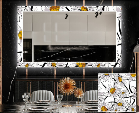 Backlit Decorative Mirror For The Dining Room - Chamomile #1