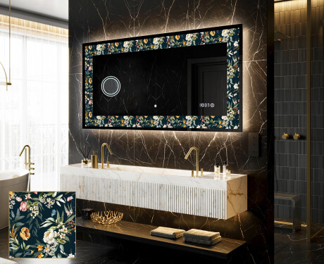 Backlit Decorative Mirror - Cascading Flowers