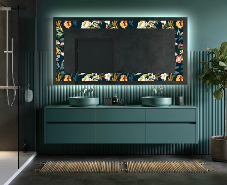 Backlit Decorative Mirror - Cascading Flowers #5