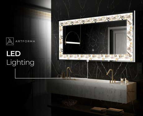 Backlit Decorative Mirror - Floral Reflections #7