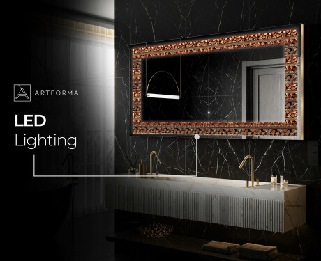 Backlit Decorative Mirror - Abstract Leaves #7