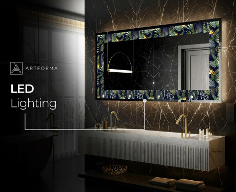 Backlit Decorative Mirror - Vintage Leaves #8