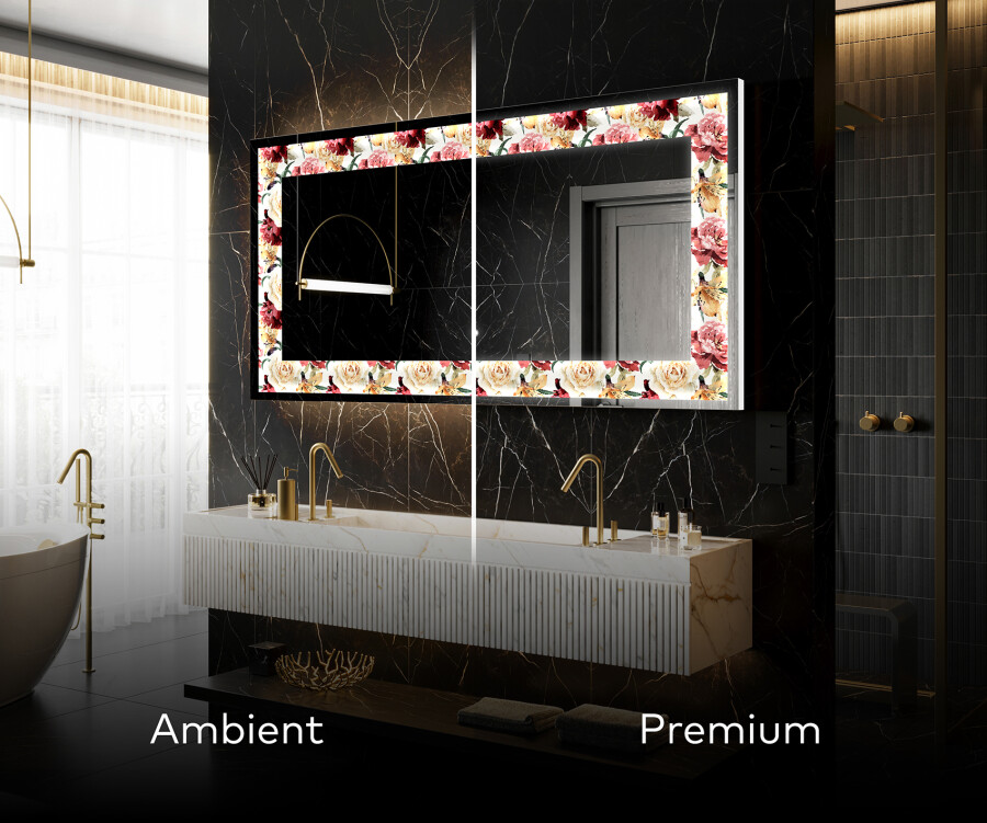 Artforma Backlit Decorative Mirror Flowers Full Of Colors
