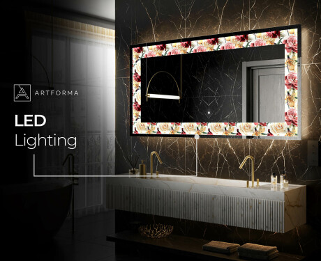 Backlit Decorative Mirror - Flowers Full Of Colors #8