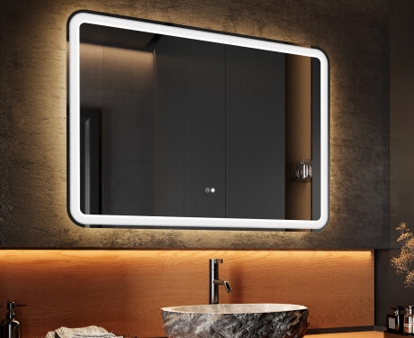 Designer Backlit LED Bathroom Mirror 100x70cm with Dual color, Touch Switch, Demister, Bluetooth speaker - L141 #2