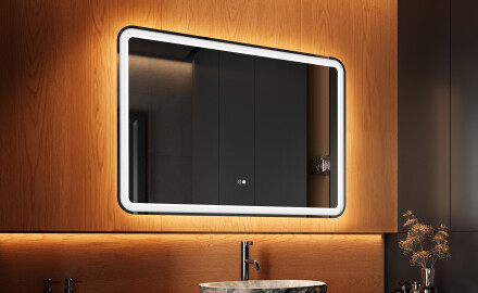 Designer Backlit LED Bathroom Mirror 100x70cm with Dual color, Touch Switch, Demister, Bluetooth speaker - L141