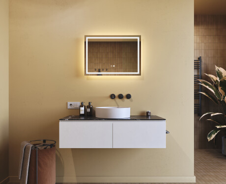Designer Backlit LED Bathroom Mirror 70x50cm with Dual color, Touch Switch, Demister - L49 #9