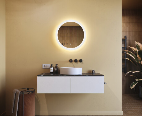 Round bathroom mirror with LED light 60cm with Dual color, Touch Switch #8