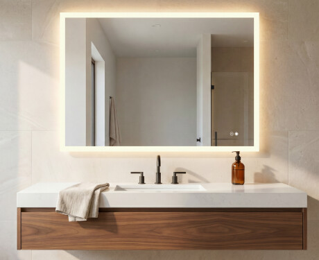 Rectangular backlit bathroom mirror 120x70cm with Dual color, Touch Switch, Demister #10