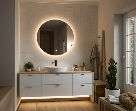 Round mirror with lighting 60 cm, dual color, touch switch, heating pad