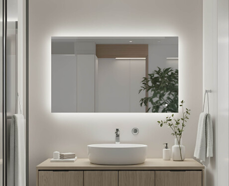 Rectangular bathroom mirror with LED lighting 80x60/60x80 cm, dual color, touch switch, heating pad