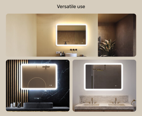 Rounded bathroom mirror with LED lighting, 100×70 cm, dual color, touch switch, heating mat #2