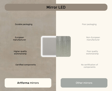 Rounded bathroom mirror with LED lighting, 100×70 cm, dual color, touch switch, heating mat #7