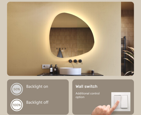 Irregular-shaped mirror with lighting, 84×84 cm, dual color, touch switch, heating mat #4