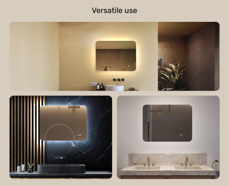Rounded bathroom mirror with LED lighting, 80×60 cm, dual color, touch switch, heating mat #2