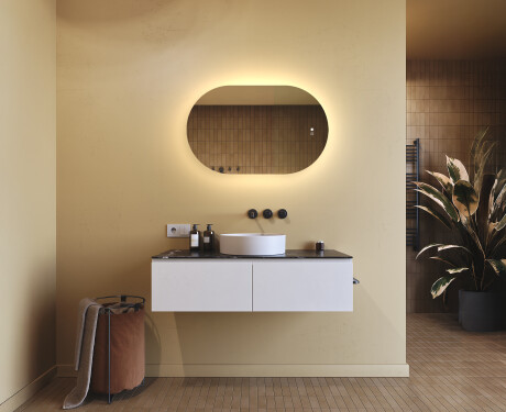 Illuminated bathroom mirror, 80×50 cm, dual color, touch switch, heating mat #9