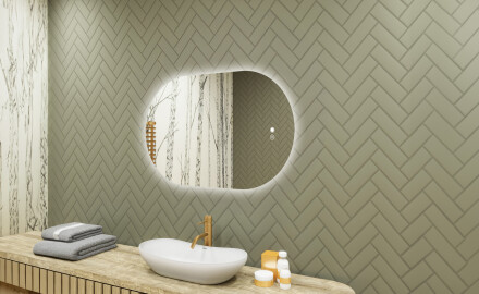 Illuminated bathroom mirror, 80×50 cm, dual color, touch switch, heating mat