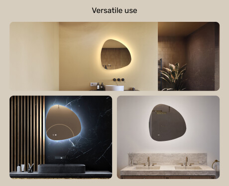 Irregular mirror with lighting 64×64 cm, dual color, touch switch, heating pad #2