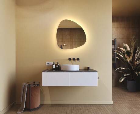 Irregular-shaped mirror with lighting, 64×64 cm, dual color, touch switch, heating mat #9