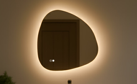 Irregular mirror with lighting 64×64 cm, dual color, touch switch, heating pad