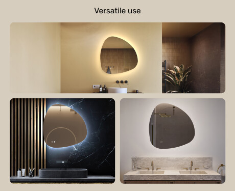 Irregular‑shaped mirror with lighting, 74×74 cm, dual color, touch switch, heating mat #2