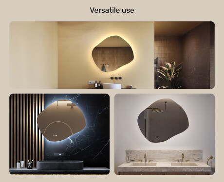 Bathroom mirror with lighting, 74×64 cm, dual color, touch switch, heating mat #2