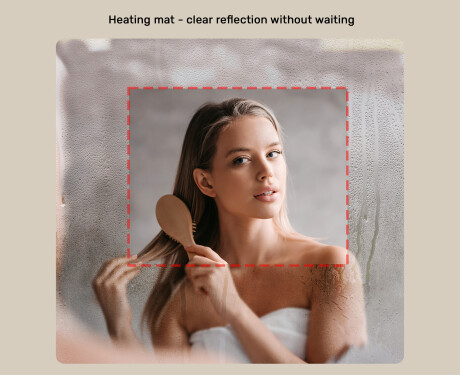 Bathroom mirror with lighting, 74×64 cm, dual color, touch switch, heating mat #5