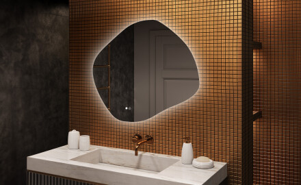 Bathroom mirror with lighting, 104×94 cm, dual color, touch switch, heating mat